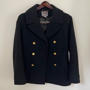 J. Crew Stadium Cloth by Nello Gori Black Peacoat